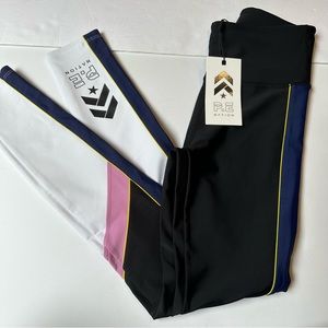 P.E. Nation black white color block leggings NWT Sz xs